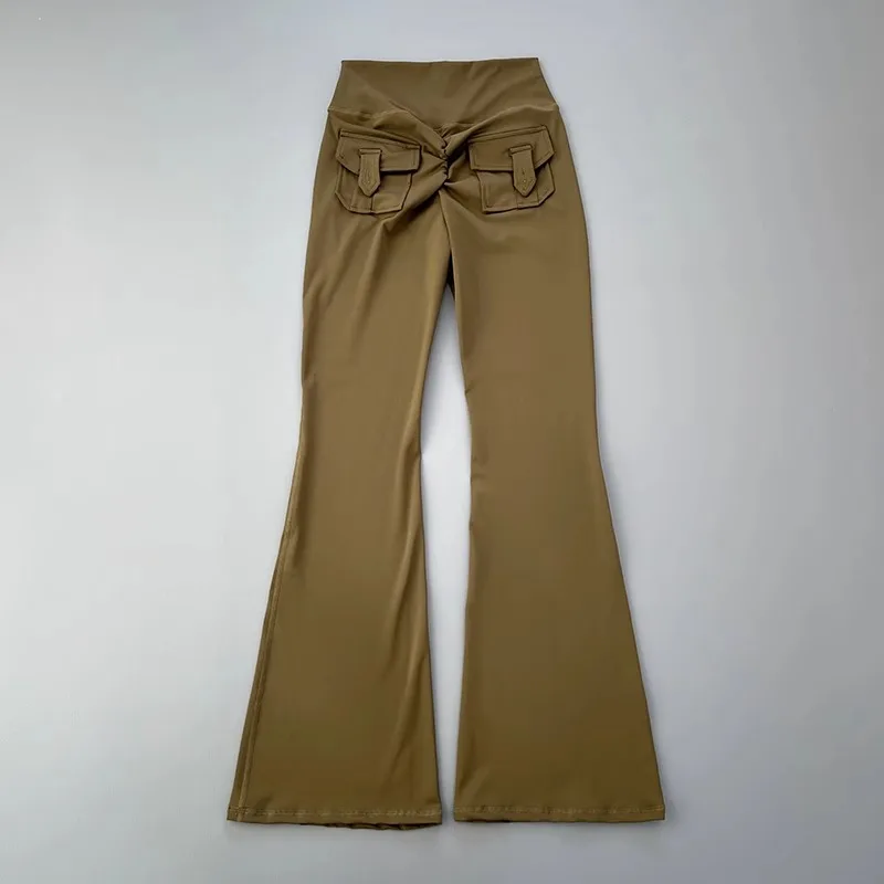 New pocket micro horn yoga pants for hip lifting  fitness dance pants quick drying exercise training yoga pants