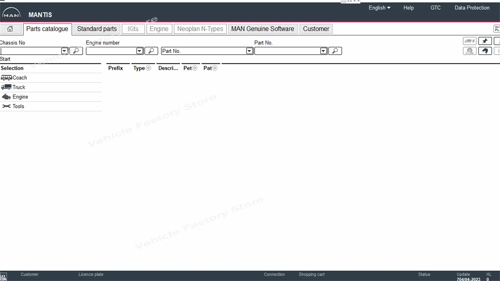 Man Mantis EPC Electronic Parts Catalogue for Man Mantis Truck Bus and Engine 2023.04