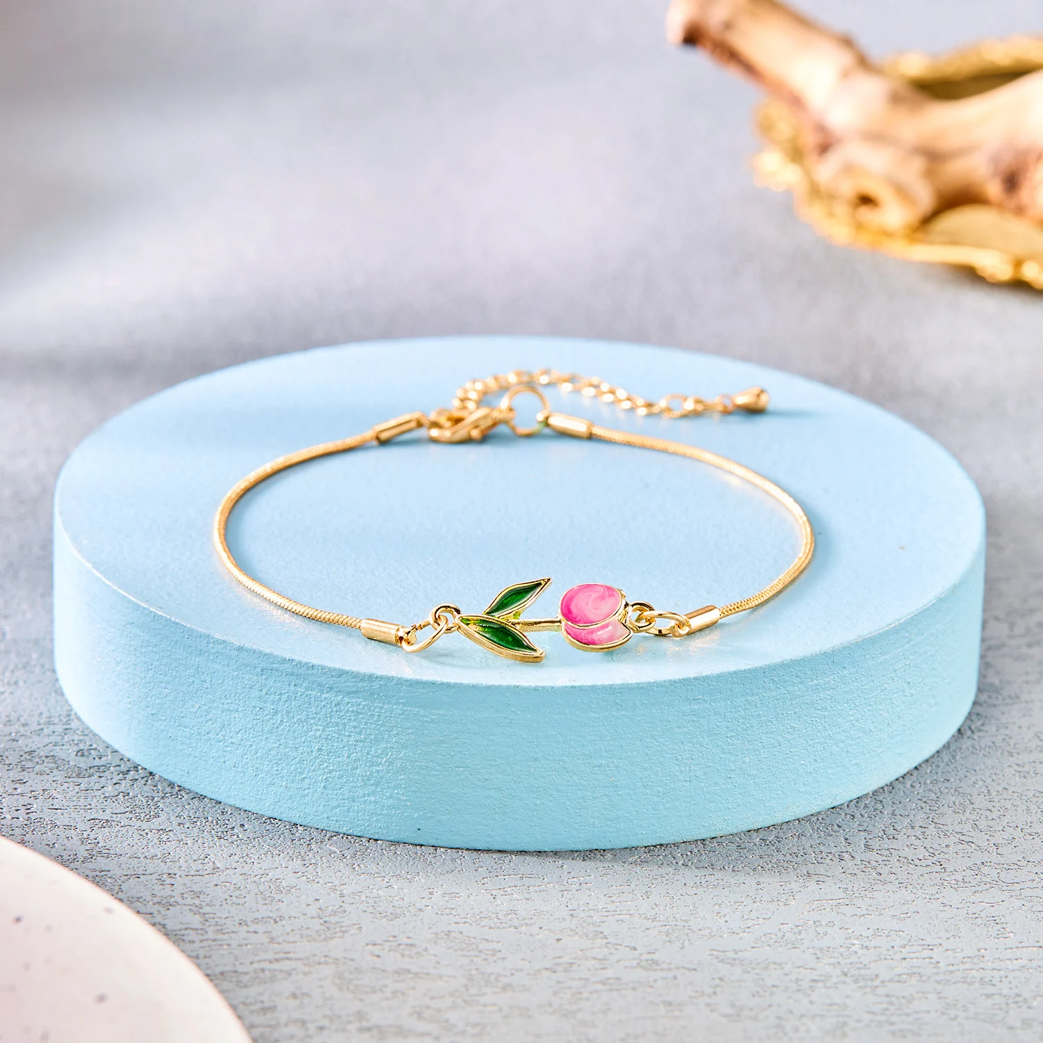 Luxury Fashion Pink Zircon Tulip Flower Rings For Women Temperament Sparkling Floral Opening Finger Ring Elegant Wedding Jewelry