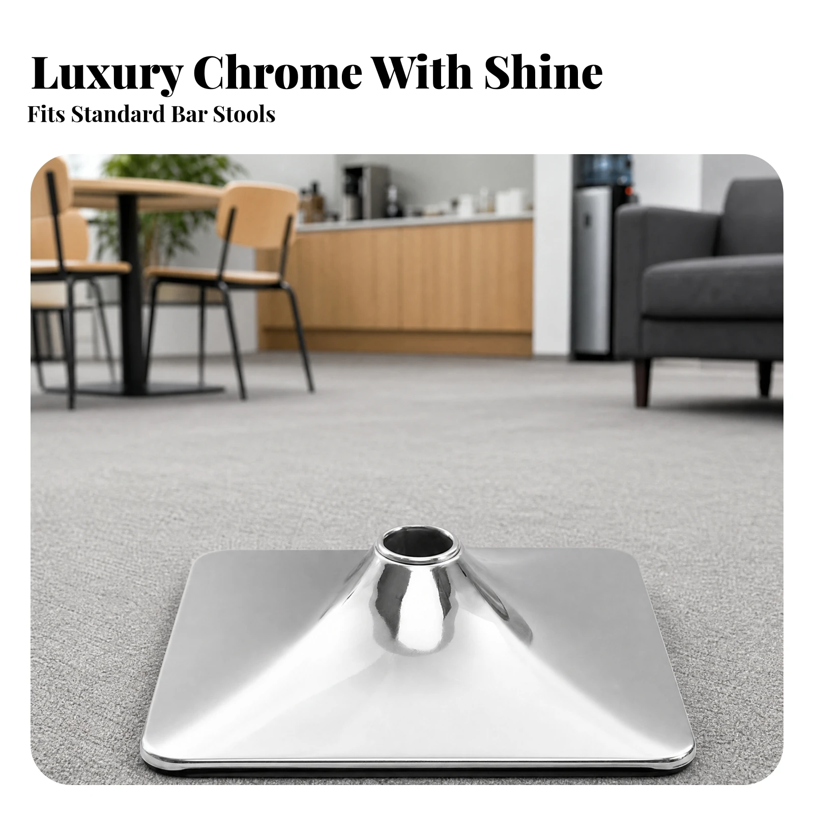Chrome-Plated Base Plate with Mounting Collar Heavy Duty Bar Stool Replacement Base Furniture Hardware Universal