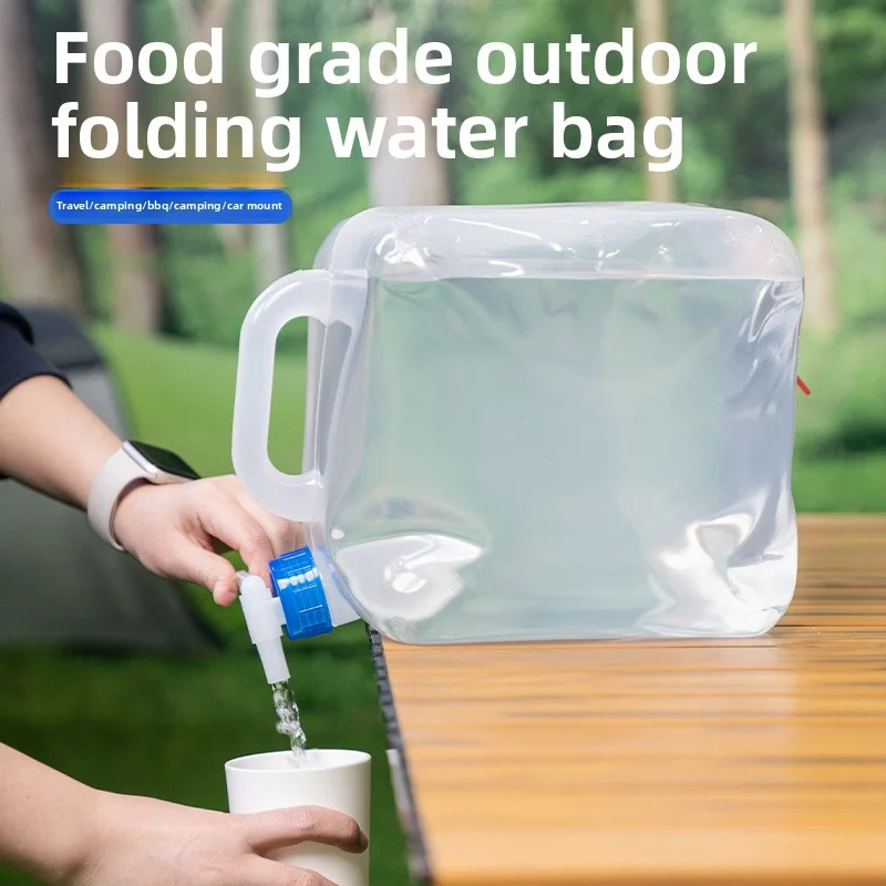 

5-20l Folding Bucket With Faucet Large-capacity Outdoor Emergency Portable Camping Car Kettle Folding Water Bag