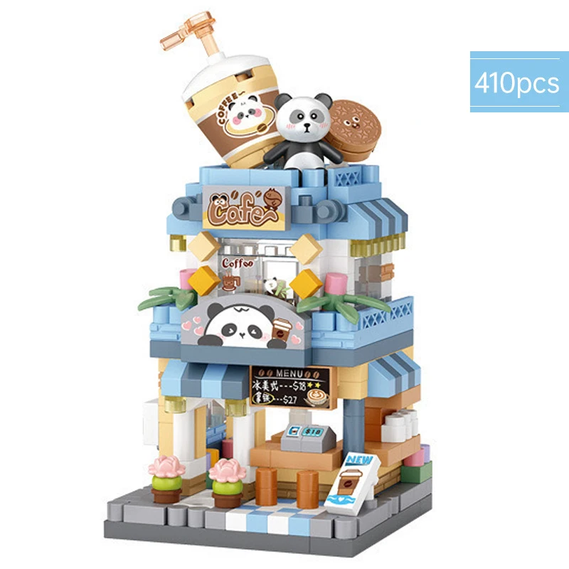 City Street View Building Block Set DIY Ice Cream Coffee Flower Shop Model Building Toy Ideal for Home Decor and Holiday Gifts