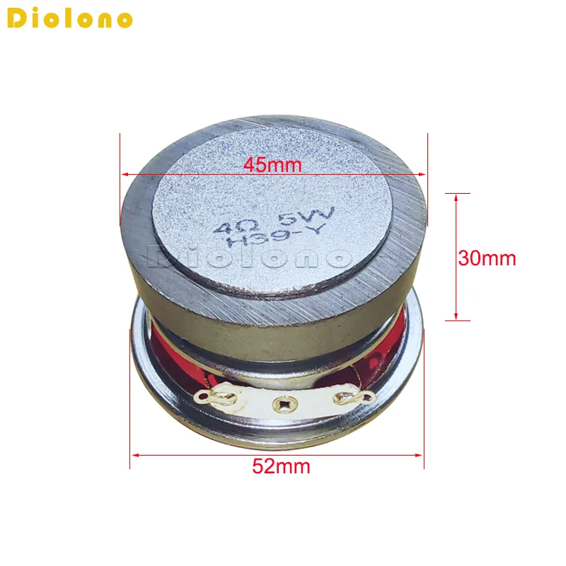 Espuma redonda magnética externa do orador, altifalante musical, borda vermelha, tampão brilhante, altura 30mm, 4 ohm5W, 52mm, 52mm, 2 ", 45mm, 2pcs