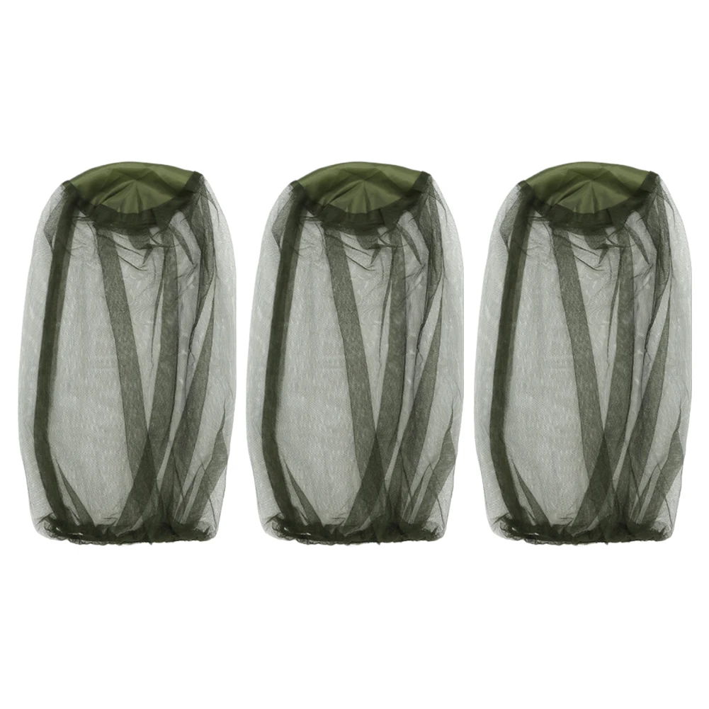 3Pcs Mosquito Head Net Insect Shield Face Mask Cover Face Neck Fly Netting Hood for Outdoor Fishing Camping Hiking