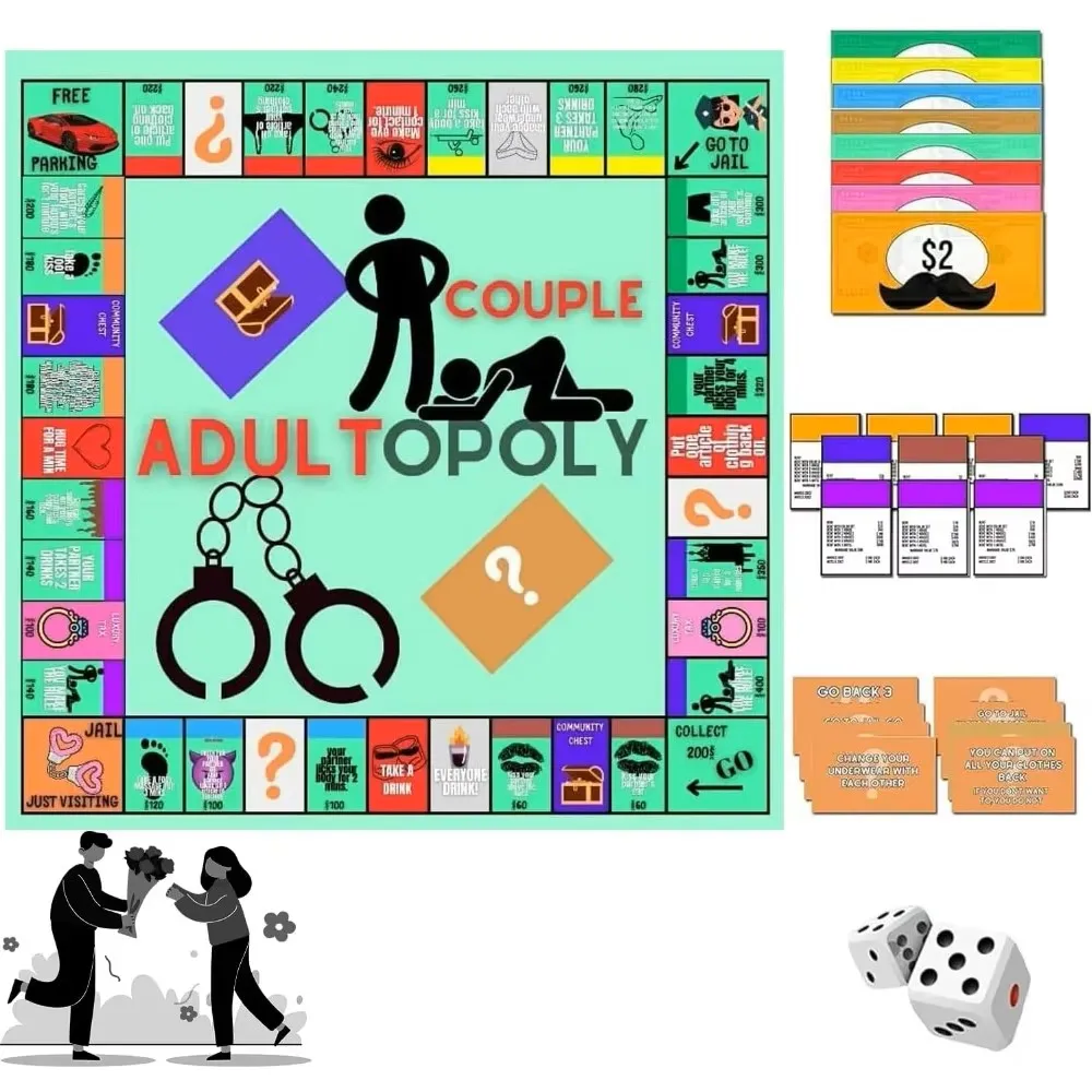 Adultopoly Board Game, Couple Adult Opoly Boards Game, Couple Board Game for Adults, Relationship Card Game Bedroom Games