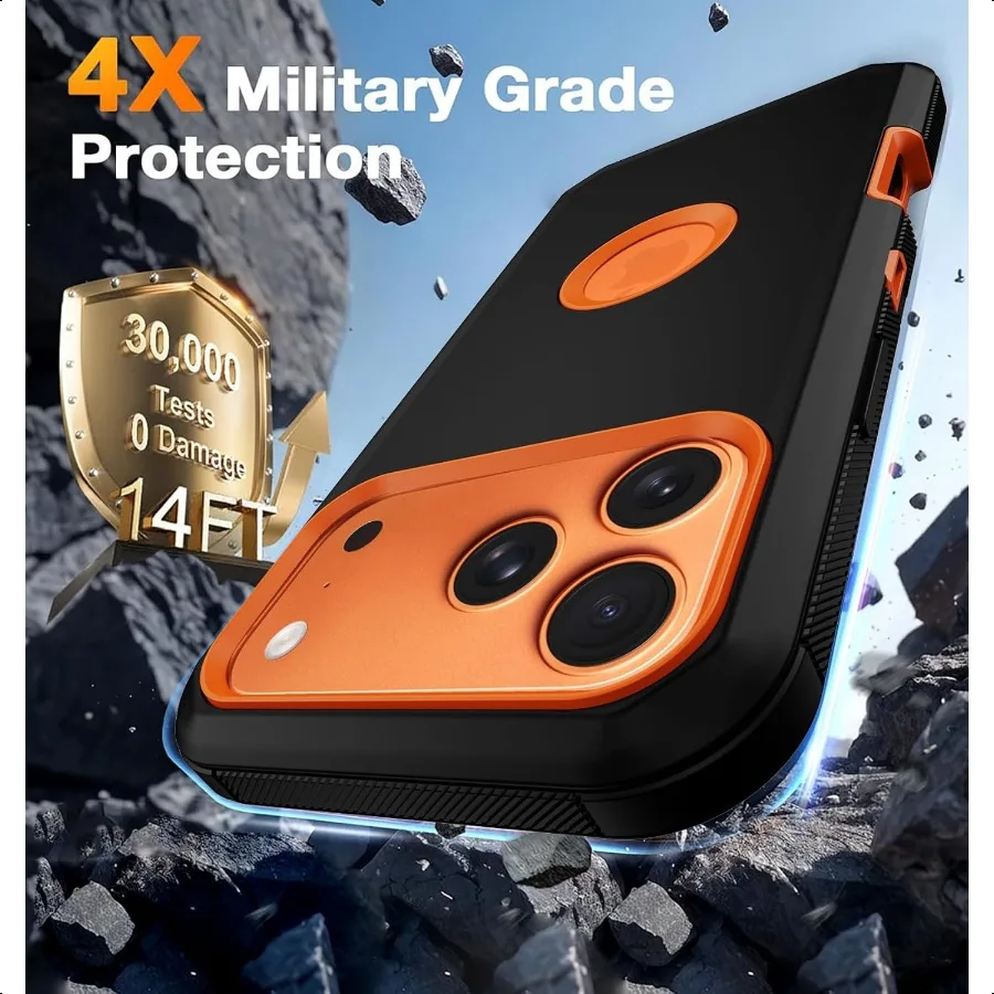 Etui na iPhone 17 Pro Max z wbudowaną osłoną ekranu, pełna ochrona całego urządzenia, czerwone, o stopniu wojskowej ochrony, odporne na wstrząsy, bumper, ochronne C