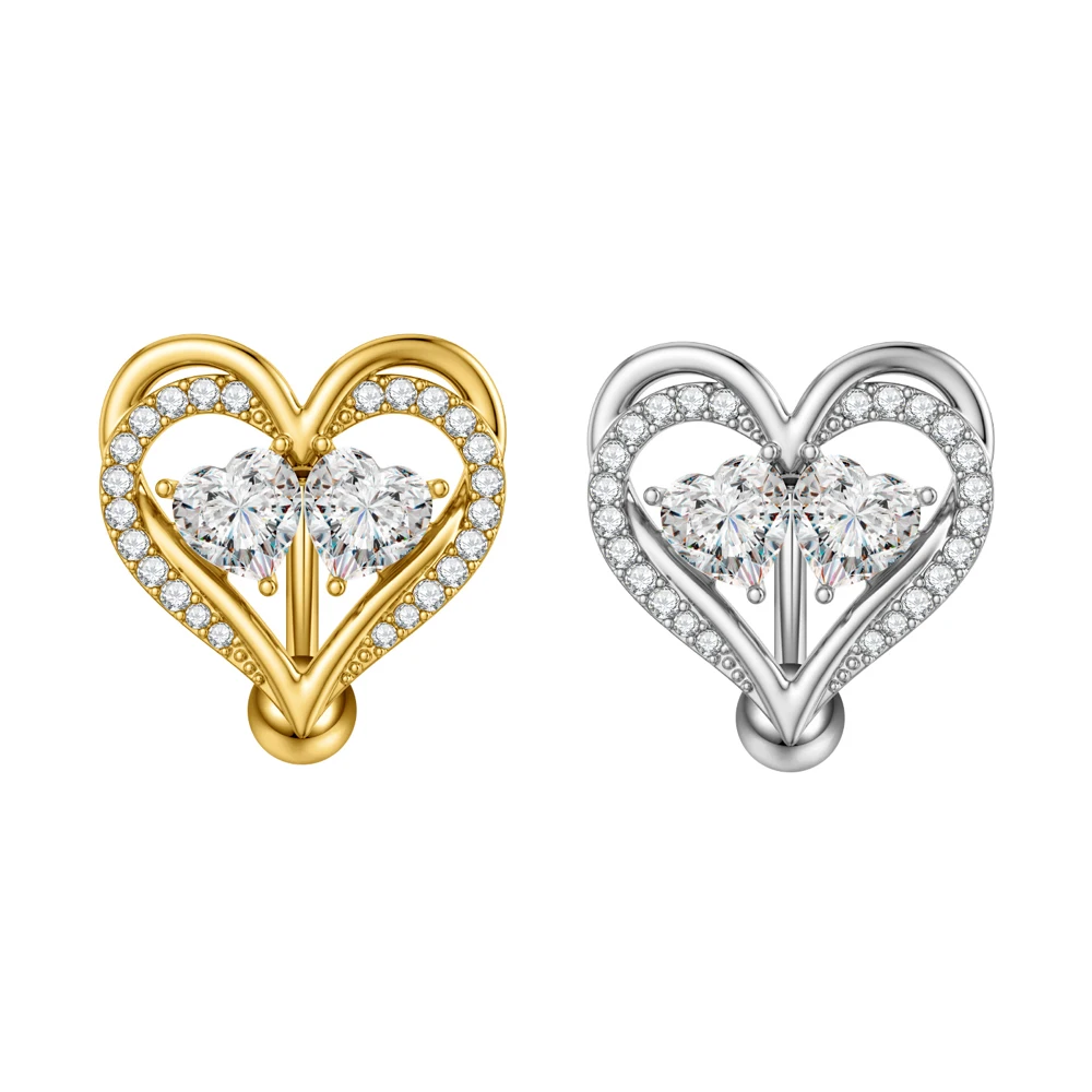 1 Stück Reverse Bar Herz Bauchnabelpiercing Nombril für Frauen Gold Rosa Kristall CZs Gebogene Bauchnabelpiercings Schmuck – Detail 11
