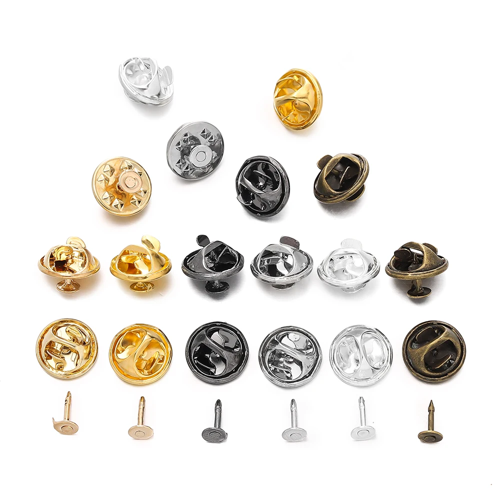 

50set/Pack Butterfly Clasp Brooch Base Pin Backs Round Pinch Clip Brooch for DIY Jewelry Making Accessories Crafts