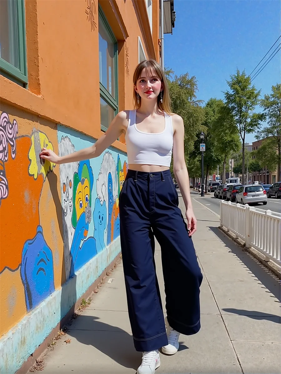 

Мешковатые джинсы с широкими штанинами, женские расклешенные джинсы средней посадки, повседневные свободные брюки, модные женские брюки в уличном стиле, весна-лето, синие