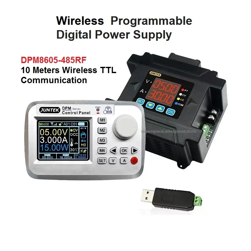 JUNTEK DPM8605 DPM8600 Programmable DC Power Supply 60V 0-5A/8A/16A/24A 300W Constant Voltage Current Voltmeter Module RF 485