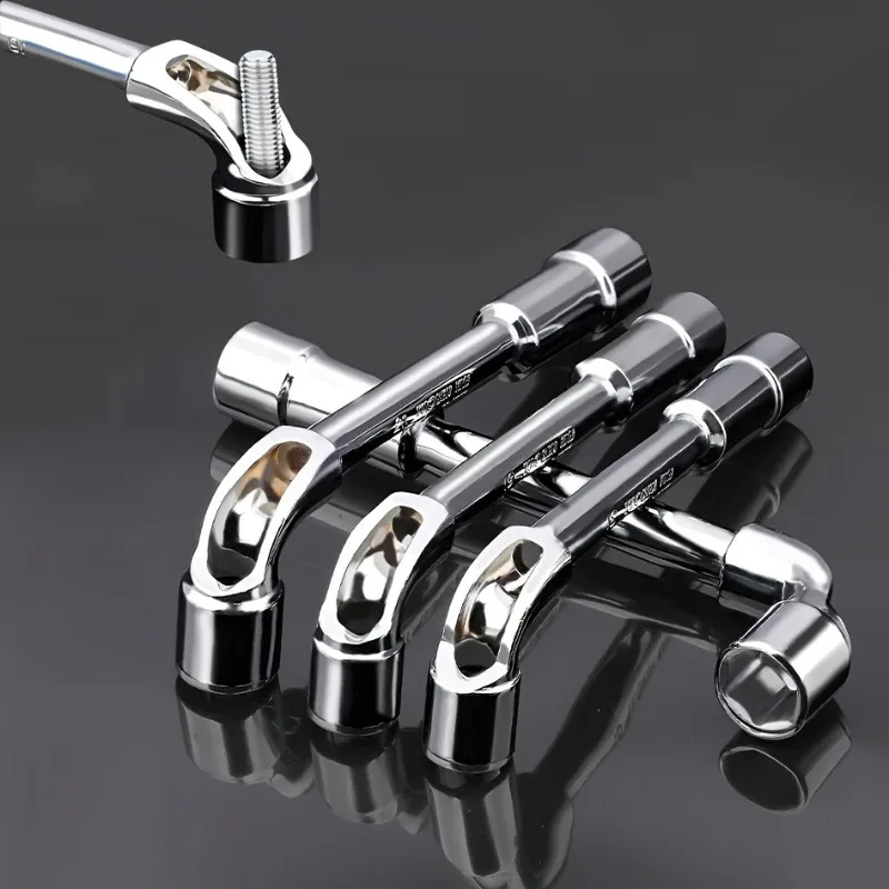 

6pcs L-Shaped Perforated Socket Wrench Set for Car Repair - Hexagonal Socket Mechanic's Hand Tools with Iron Alloy Body