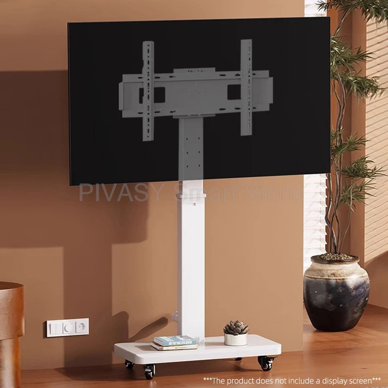 モバイル TV スタンド ホイール付き 回転可能 26-80 インチ画面用 オールインワン キャスト ユニバーサル ハンドクランク 高さ調整 内蔵ソケット