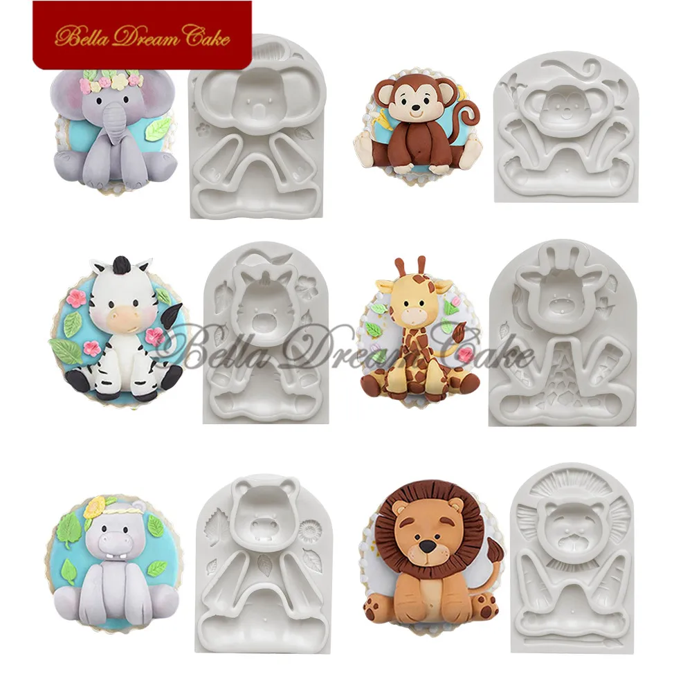 3D Jungle Animals Lion/Zebra/Monkey Design Silicone Mold Chocolate Fondant Mould DIY Clay Model Cake Decorating Tools Bakeware