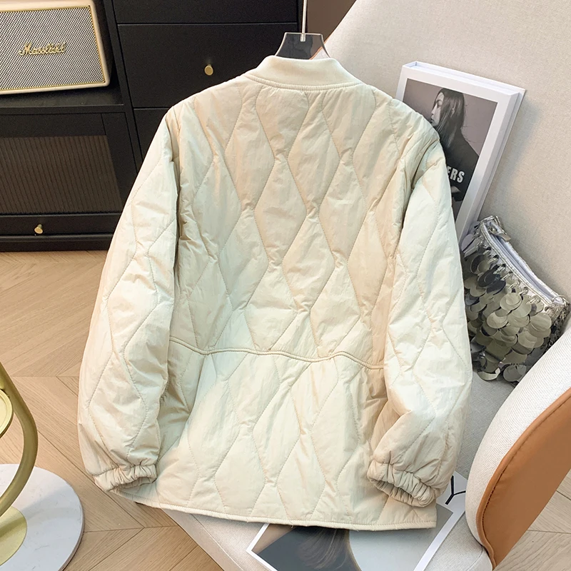 جايت قطني خفيف الوزن للنساء مع طقم أزرار مبطن تفاصيل معطف قطني ملابس خارجية نسائية سترة نسائية مقاس كبير