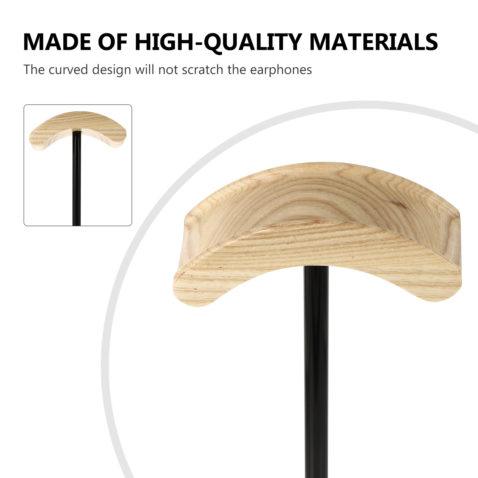 

Sturdy Wooden Metal Base Headphone Holder Desktop Gaming Organizer Anti-Slip Support Storage Bracket Home Decoration Computer