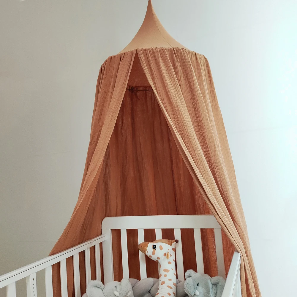 Certificated Premium Muslin 100% Cotton Hanging Canopy Tent Bed Baldachin for Baby Nursery Kids Room