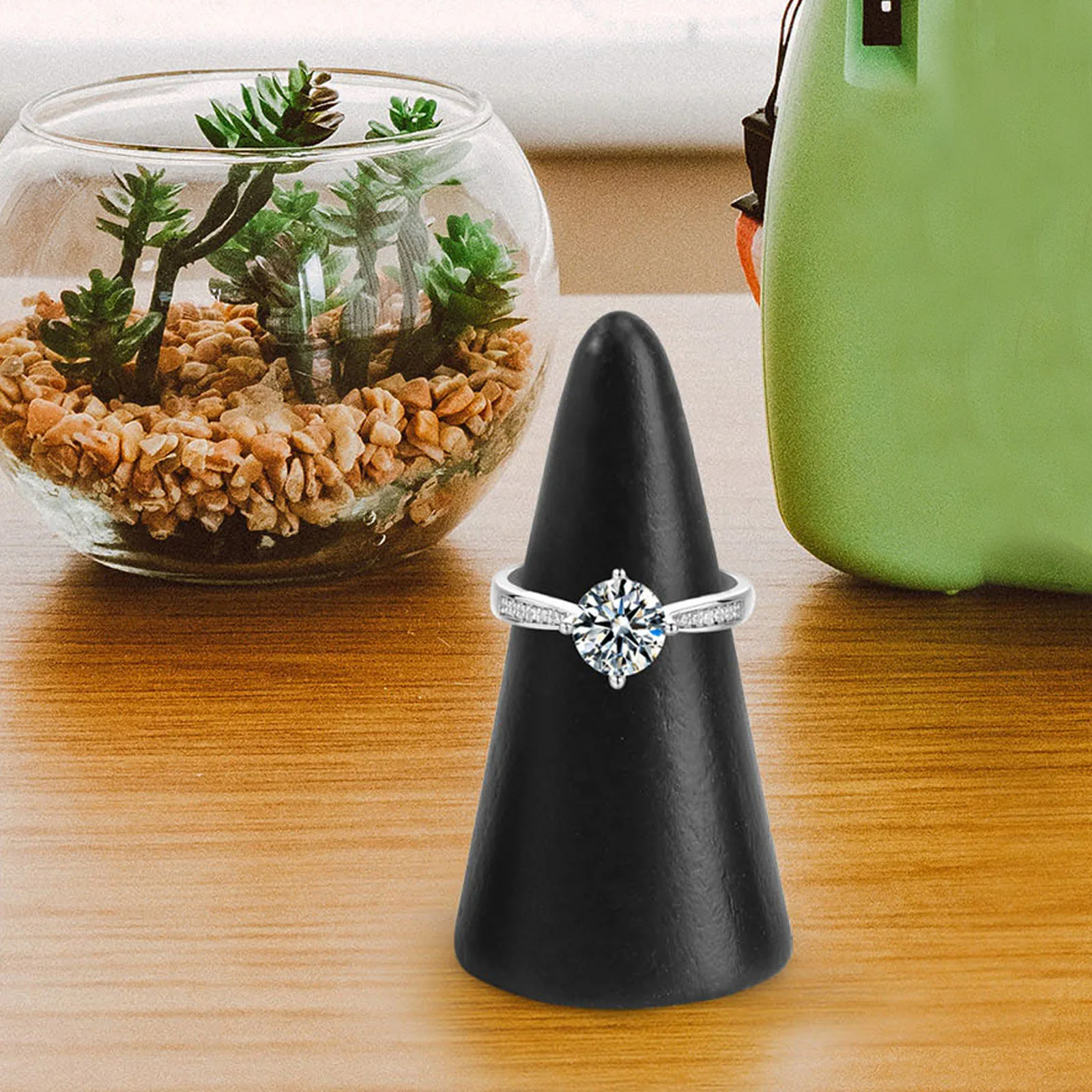 

3pcs Wooden Ring Stand Jewelry Display Holder Earring Finger Organizer Lightweight Showcase Exquisite Adornment Home Gift