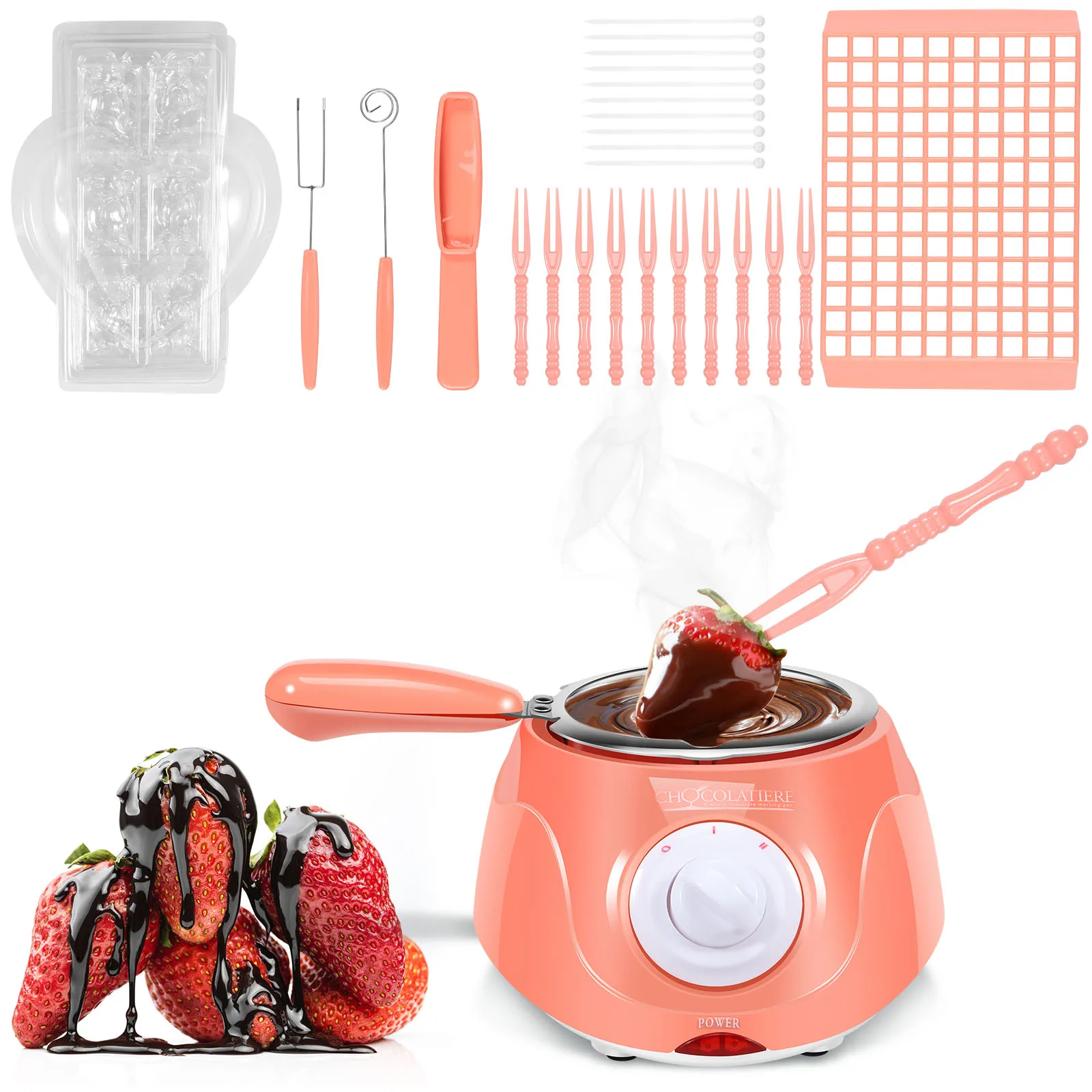 Chocolate Melting Pot 250ml Electric Chocolate Melter 2-Speed Adjustable Temperature Chocolate Butter Cheese Melting Making Kit