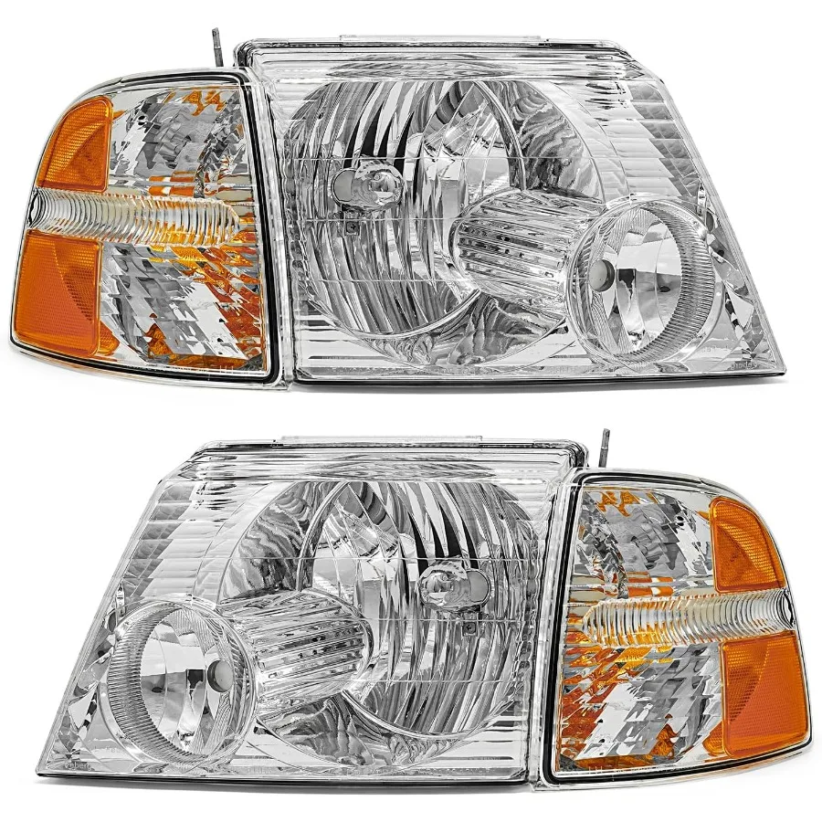 

Headlight Compatible with 20022005 Explorer Vehicles Chrome Housing with Amber Reflector for Enhanced Visibility and Modern Ae