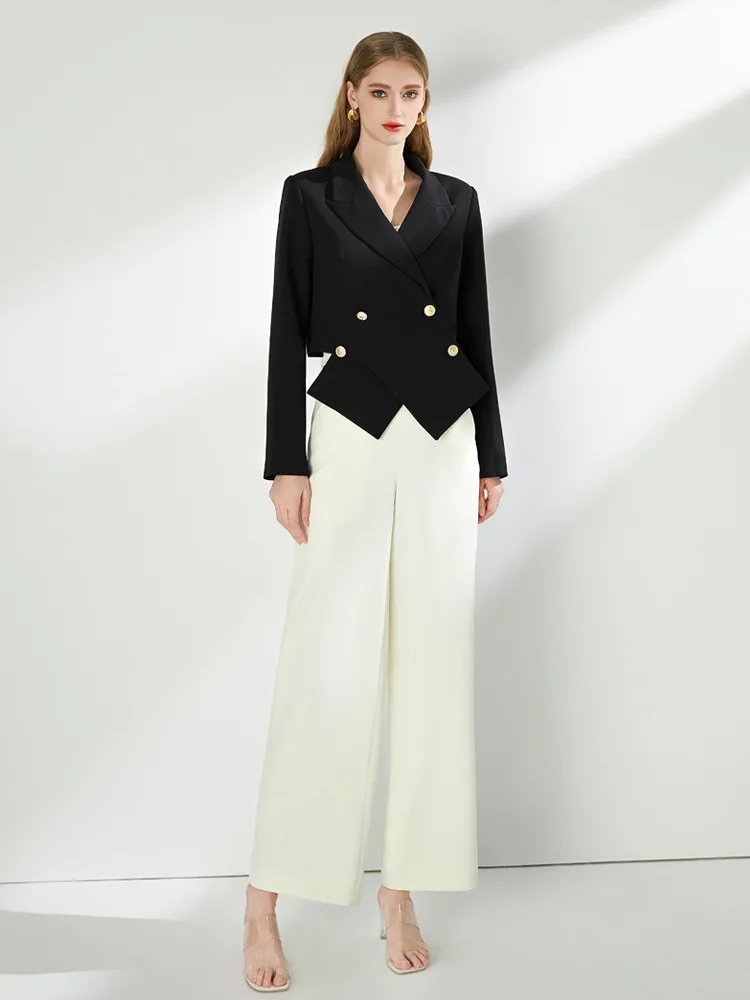 Temperamento stile elegante abito piccolo a maniche lunghe 2025 nuovo design di controllo degli accessi incrociati senso avanzato blazer in tinta unita da donna