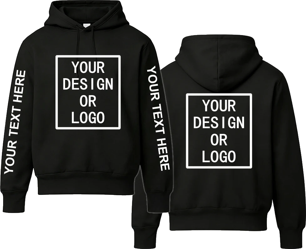 DIY Individueller Marken-LOGO Hoodie für Damen und Herren, Einfarbiger Pullover, Streetwear, Persönlicher Sweatshirt, Maßgeschneiderte Sportbekleidung