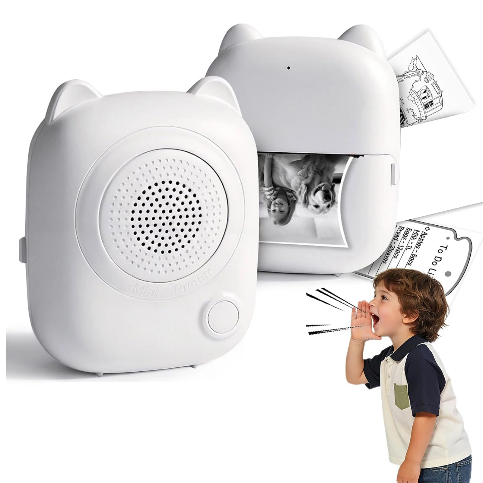 【New】AI Voice Sticker Printer Portable Thermal Inkless Sticker Maker for Notes Drawing DIY Craft with 1 Roll of Stickers