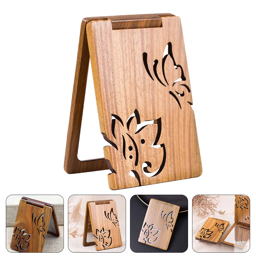 

1Pcs Folding Makeup Mirror Compact Green Sandalwood Portable Mirror for Travel Home School Women Beauty Tool