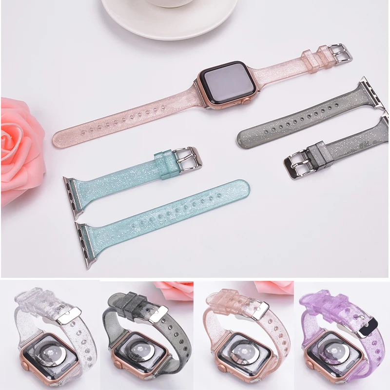 Slim Glitter strap For Apple Watch Band 44mm 40mm 41mm 42mm 45mm 49mm women Shiny bracelet iWatch Series Ultra 2 9 8 7 6 5 4 SE