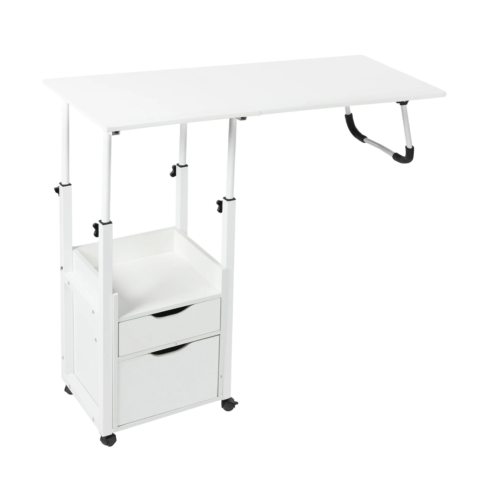 

Overbed Table w/ Wheels, Movable Bedside Table, Height Adjustable Over Bed Desk Movable and Fixable for Bedrooms, Dormitories