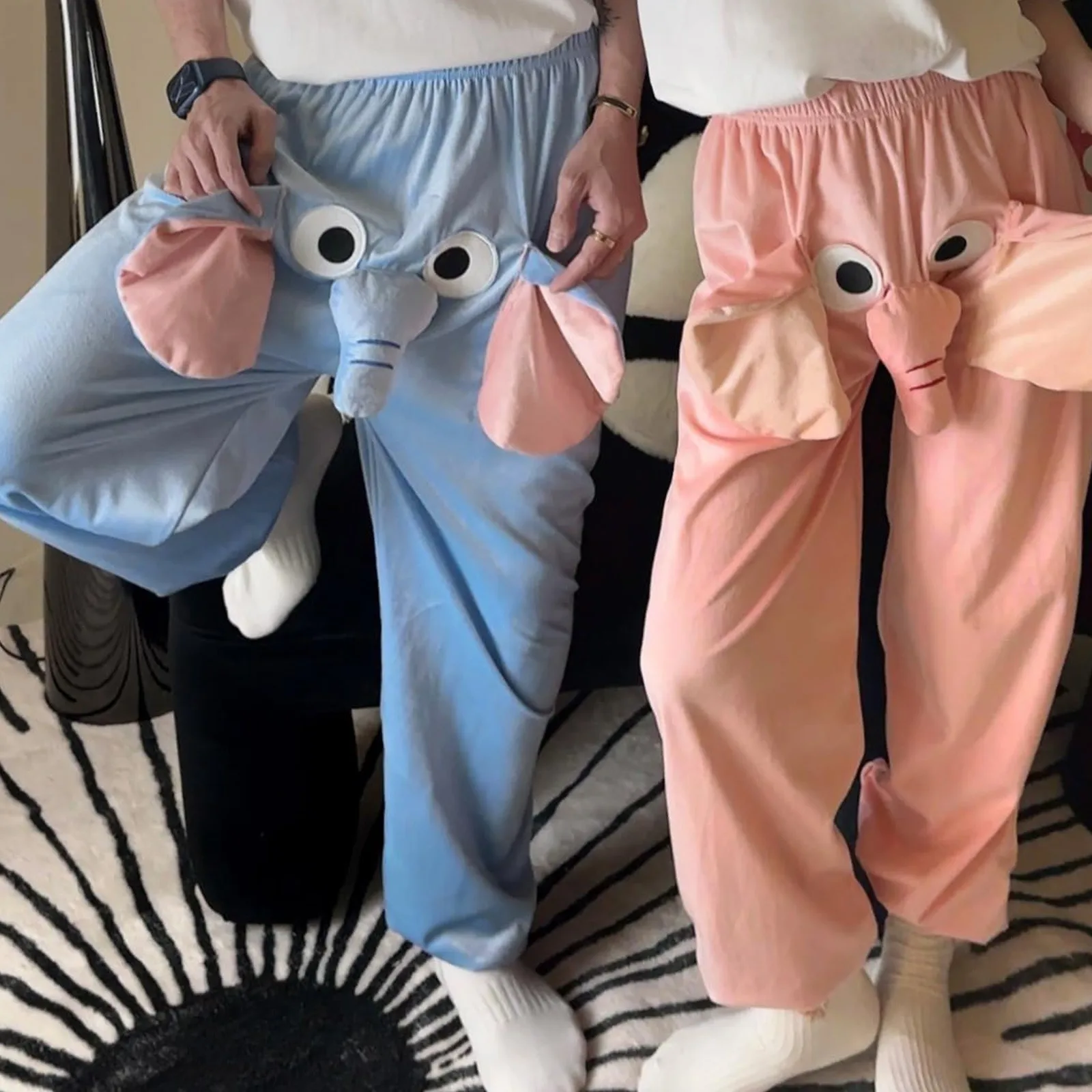 

Spring Autumn Women Sleep Funny Cute Couple Pajama Pants Elephant Trunk Pajamas Home Sleeping Trousers Men Clothes