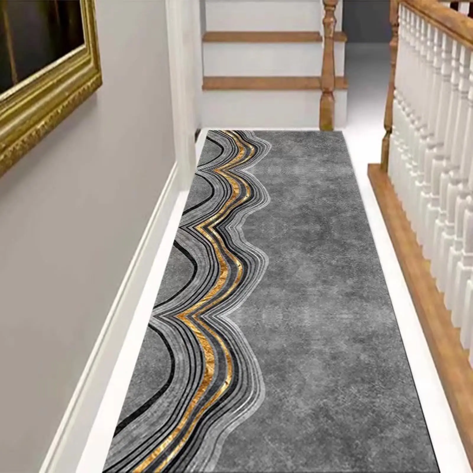 Area Rug/Carpet Runner Extra Long 5.5m/4.9m/4.3m/3.7m/3m/2.4m/1.8m, Dark Gray Soft Hallway Rugs/Caroet Anti-fray for