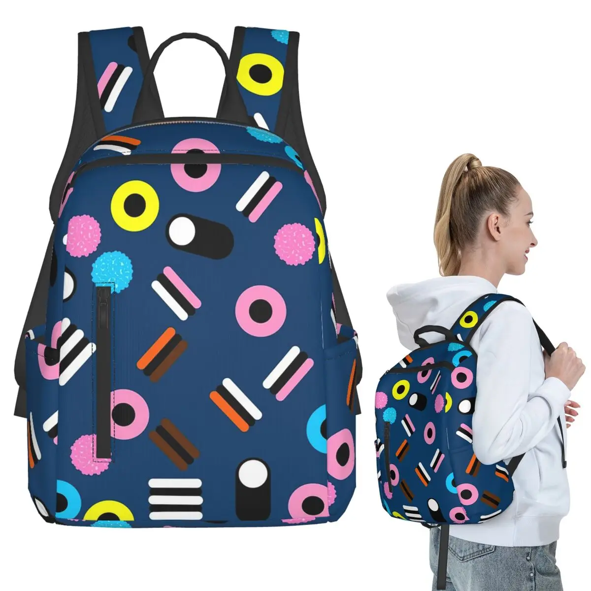 

English Liquorice Backpack Student BookBag Children School Bag Laptop Shoulder Bags Men Women
