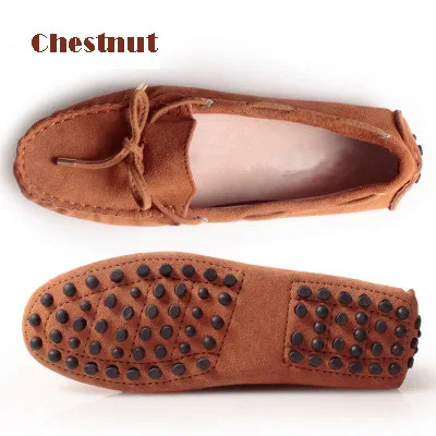 Cow leather womens loafer suede flats bow tie moccasins concise leisure shoes size34-44