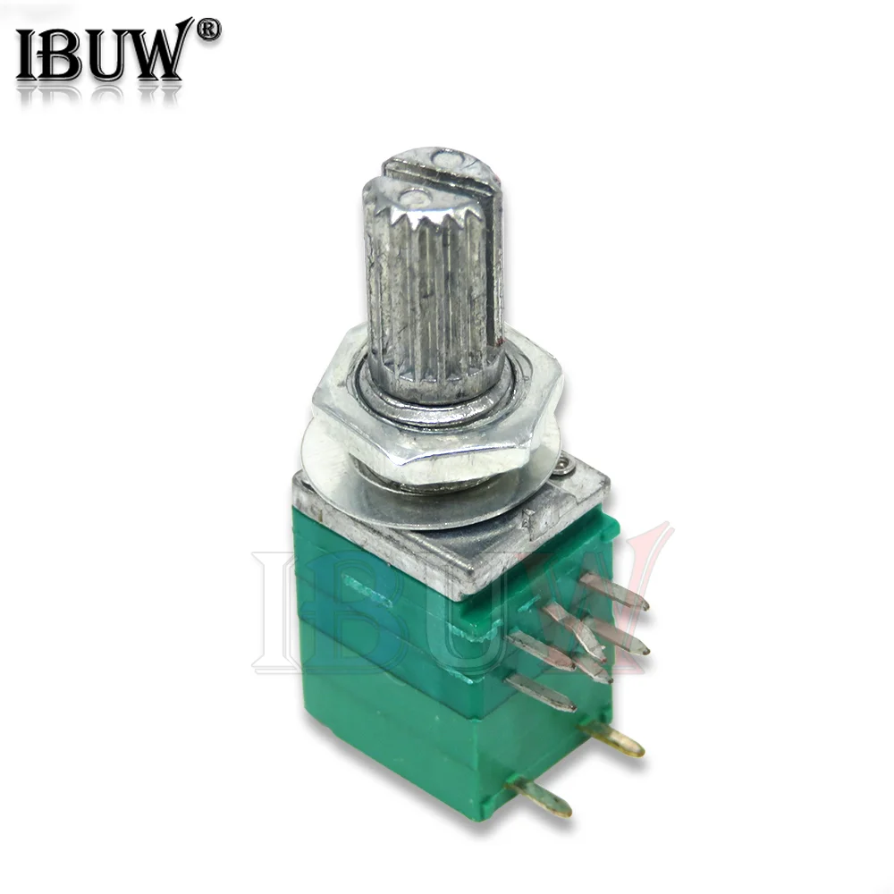 Interruptor de audio RK097GS 10K 50K, potenciómetro de sellado de amplificador, eje de 8 pines, 15mm, verde, 5 unidades