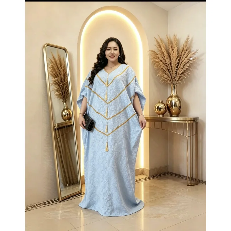 Africa Clothing African Wedding Party Dresses for Women 2026 Spring Summer African Half Sleeve V-neck Plus Size Long Dress Gowns