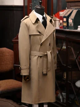 Men's Extra Long Trench Coat 3 Men's Extra Long Trench Coat Double-breasted Military Style Windbreaker 3