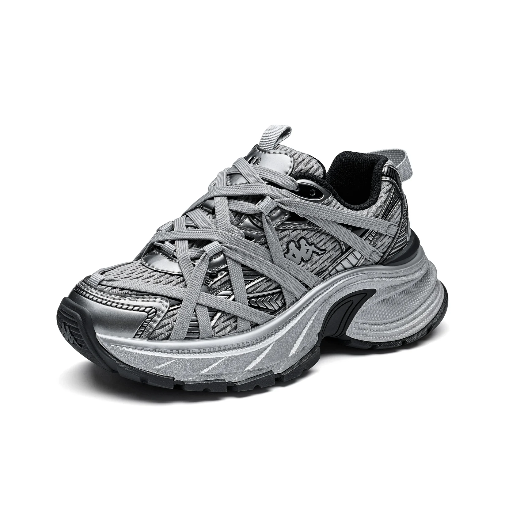 Kappa Back to Back Abrasion Resistant Low top Chunky Sneakers Women's Silver/Black K0F85MC20CZ-171