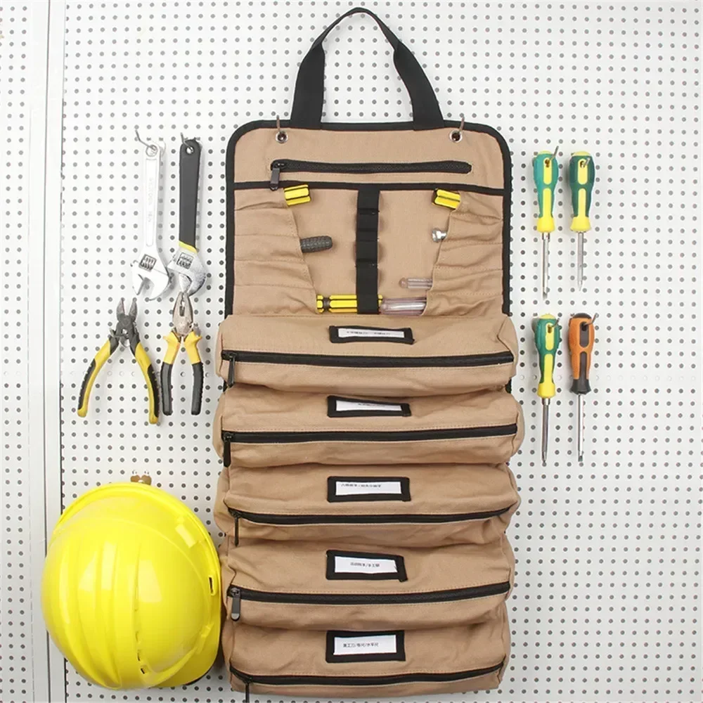 Hardware Tool Kit Canvas Large-capacity Hand-held Crossbody Roll Bag Multi-functional for Maintenance Storage Electrician Bags