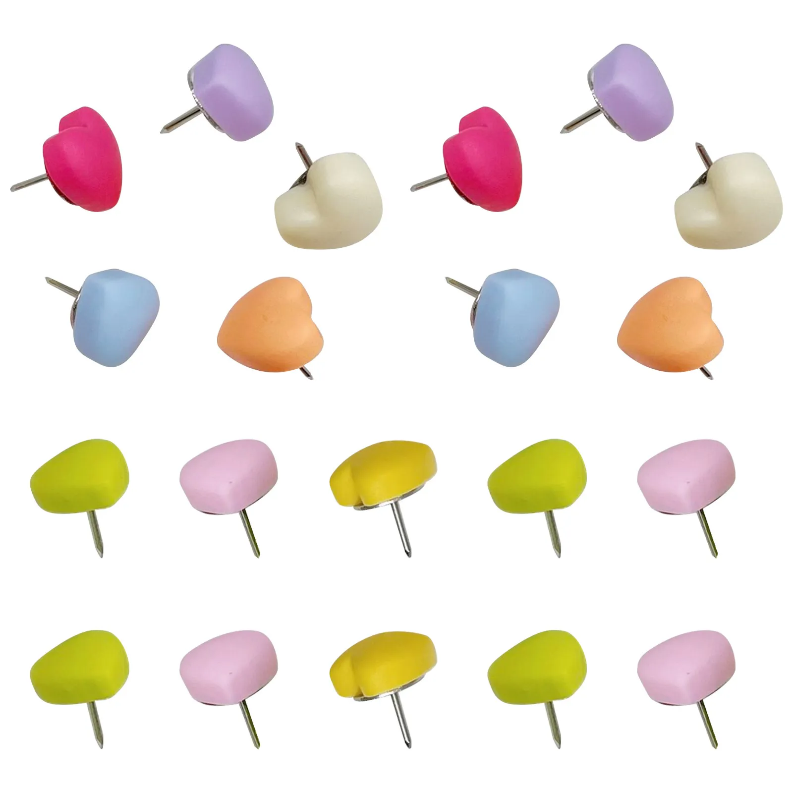 20Pcs Macaron Color Heart Thumbtacks Resin Push Pins Cute Decorative Office Supplies for Cork Board Craft Project Organization