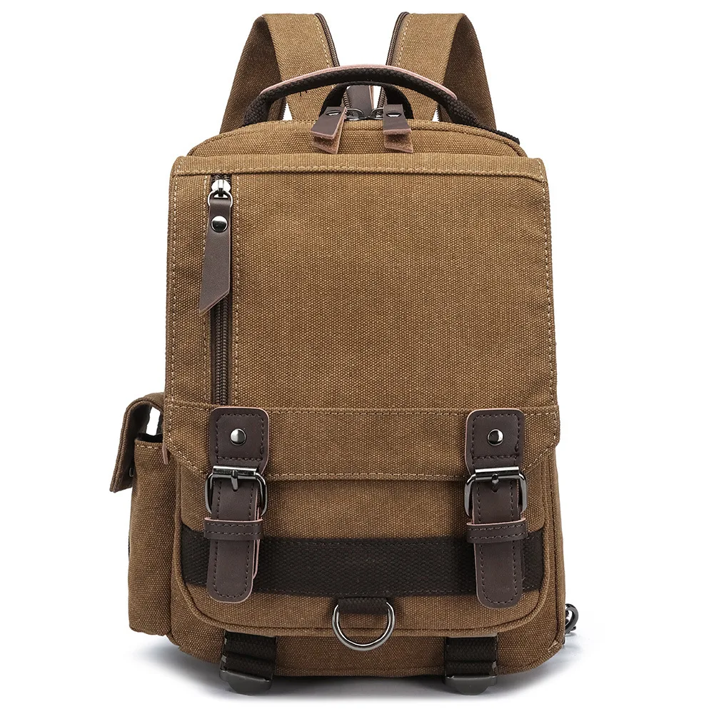 

Retro canvas wear-resistant men's backpack, large capacity multi-pocket flip cover travel waterproof backpack