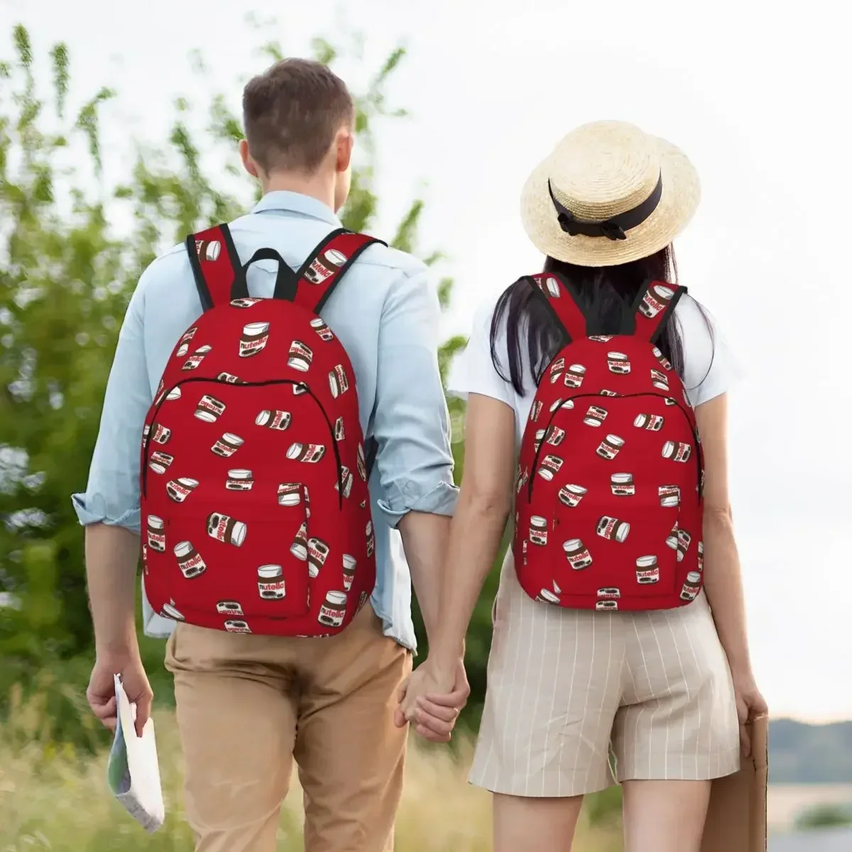 Sac à dos en toile de dessin animé Nutella pour hommes et femmes, sac à dos étudiant, sac à dos de travail léger, bonbons sucrés, sac à dos Choloate imprimés, aliments cool