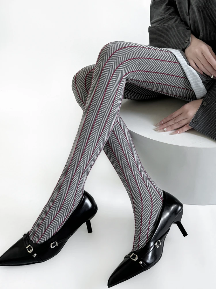 

Spring Women's Tights Sexy Striped Patchwork Stockings Pantyhose Fashion Slim Body Leggings Evening Party Stockings 2025