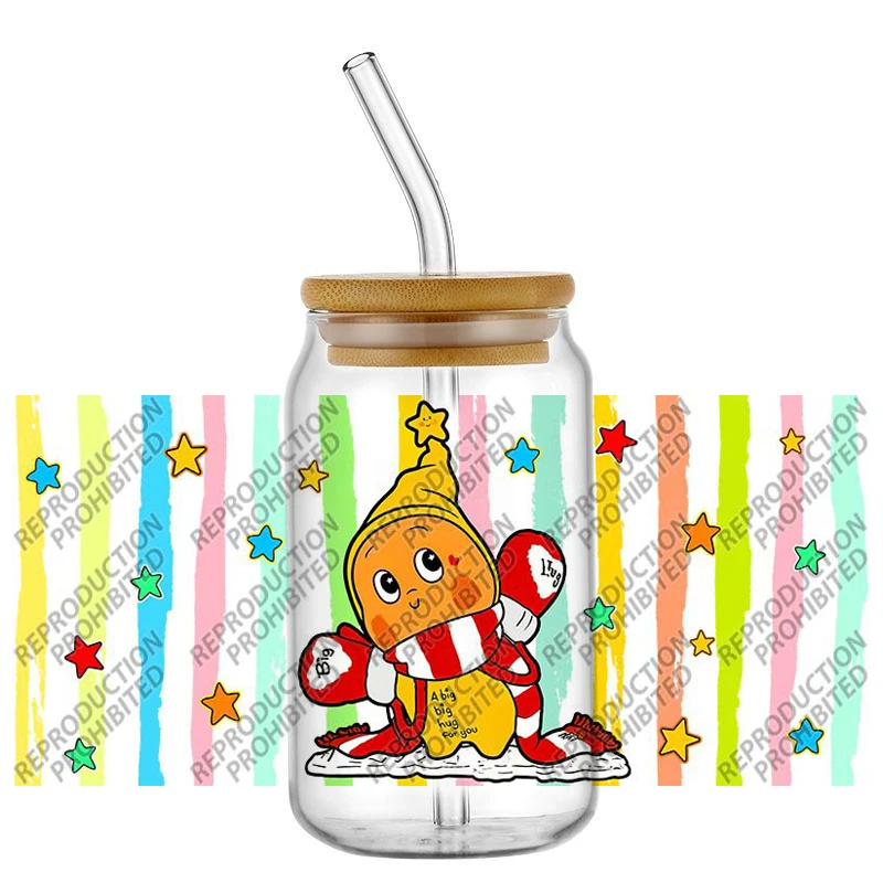 

New model Cartoon Cute Star Waterproof DIY Decals 3D Transfers Stickers 16oz UV DTF for Glasses cup Wraps