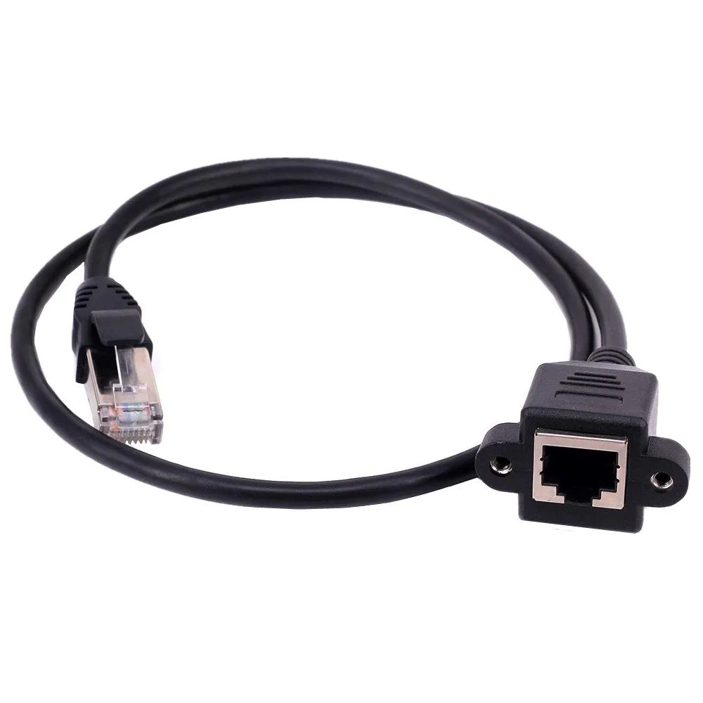 8Pin RJ45 Cable Male to Female Screw Panel Mount Connector Ethernet LAN Network Extender 8P8C Extension Cable 0.3m 1m 5m 10m