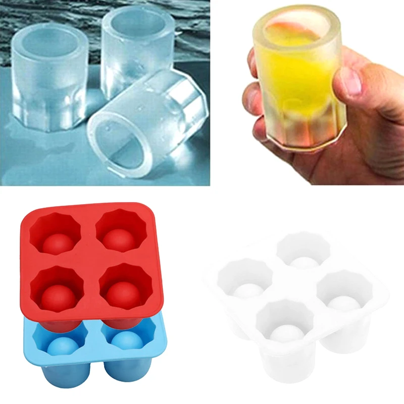 

4 Cup Shape Silicone Ice Cube Mold Shot Glass IceMould Ice Cube Tray Summer Bar Party Beer Ice Cocktail Cold Drinking Tools