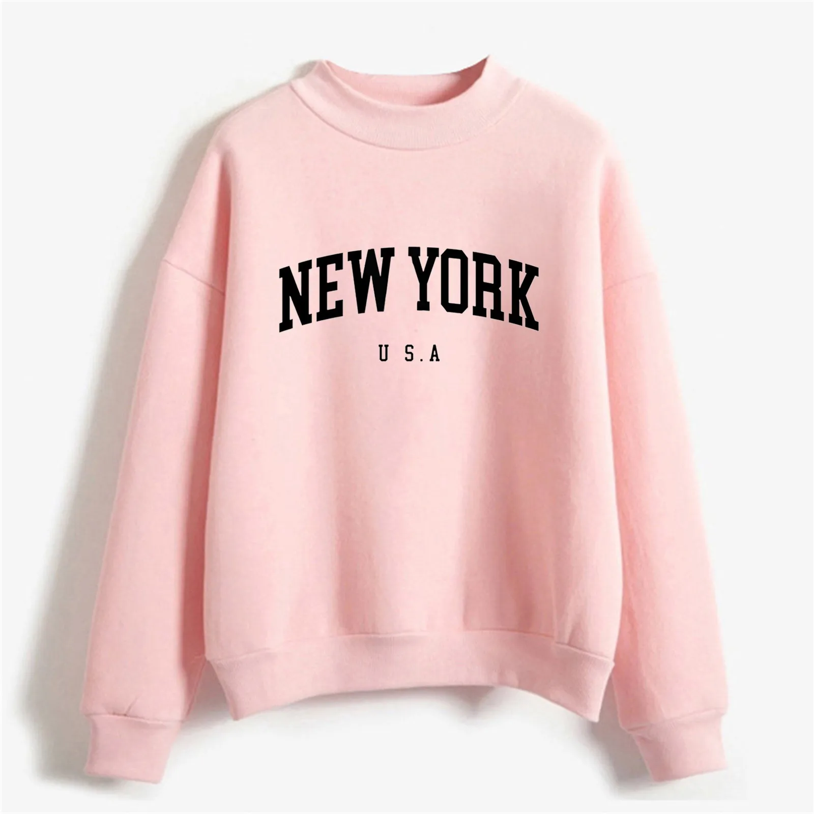 

Autumn Winter Round Neck New York Printed Sweat Shirts For Women Long Sleeve Pullover Sweatshirt 2024 New Hoodless Sweatshirt