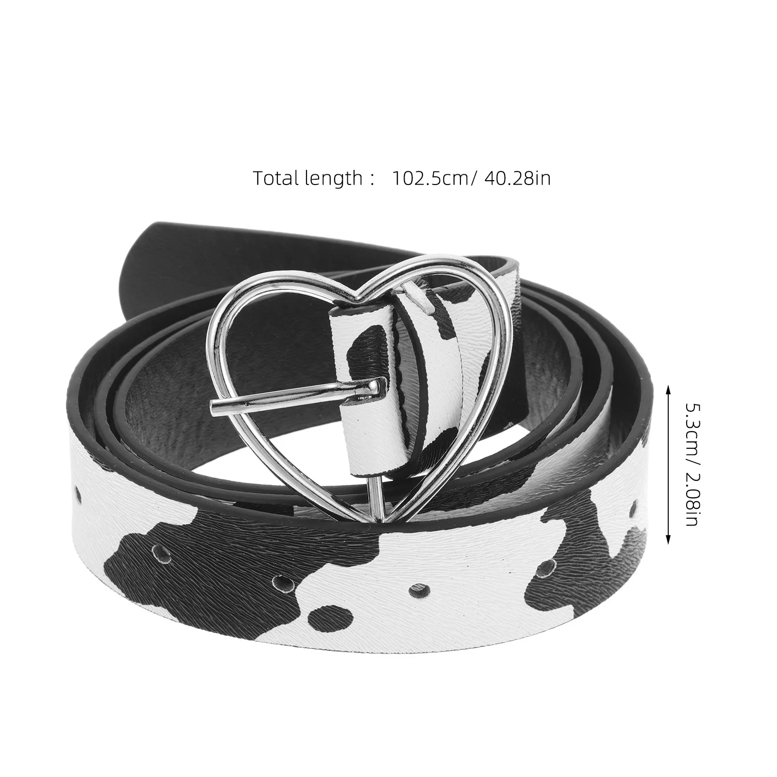 البقرة يطبع حزام القلب مشبك لينة بولي Material المواد قابل للتعديل طول العصرية الخصر التبعي النساء الجينز التنانير فساتين موضة الخصر #2