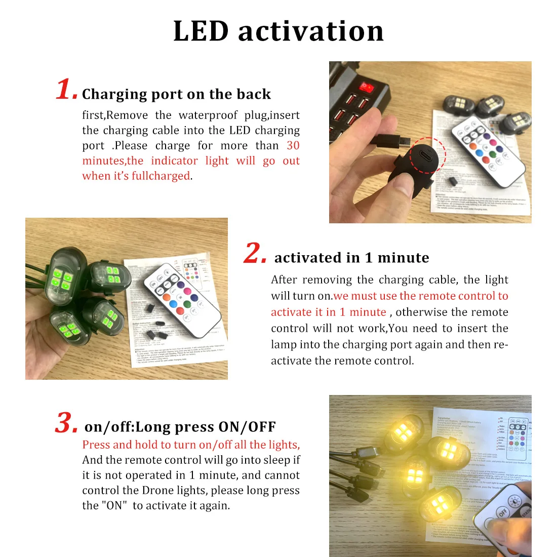 TCYATO RGB Car Atmosphere Lights, Larger Battery & Brighter, Type-C Charging Cable, Wireless Remote Multi-Mode for Car Motorcyc