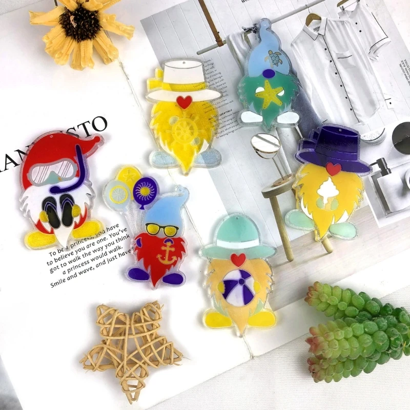 Shiny- Glossy Santa Claus Gnome Pendant Silicone Mold DIY Handmade UV Epoxy Resin Keychain Mold Christmas Tree Decor Supplies