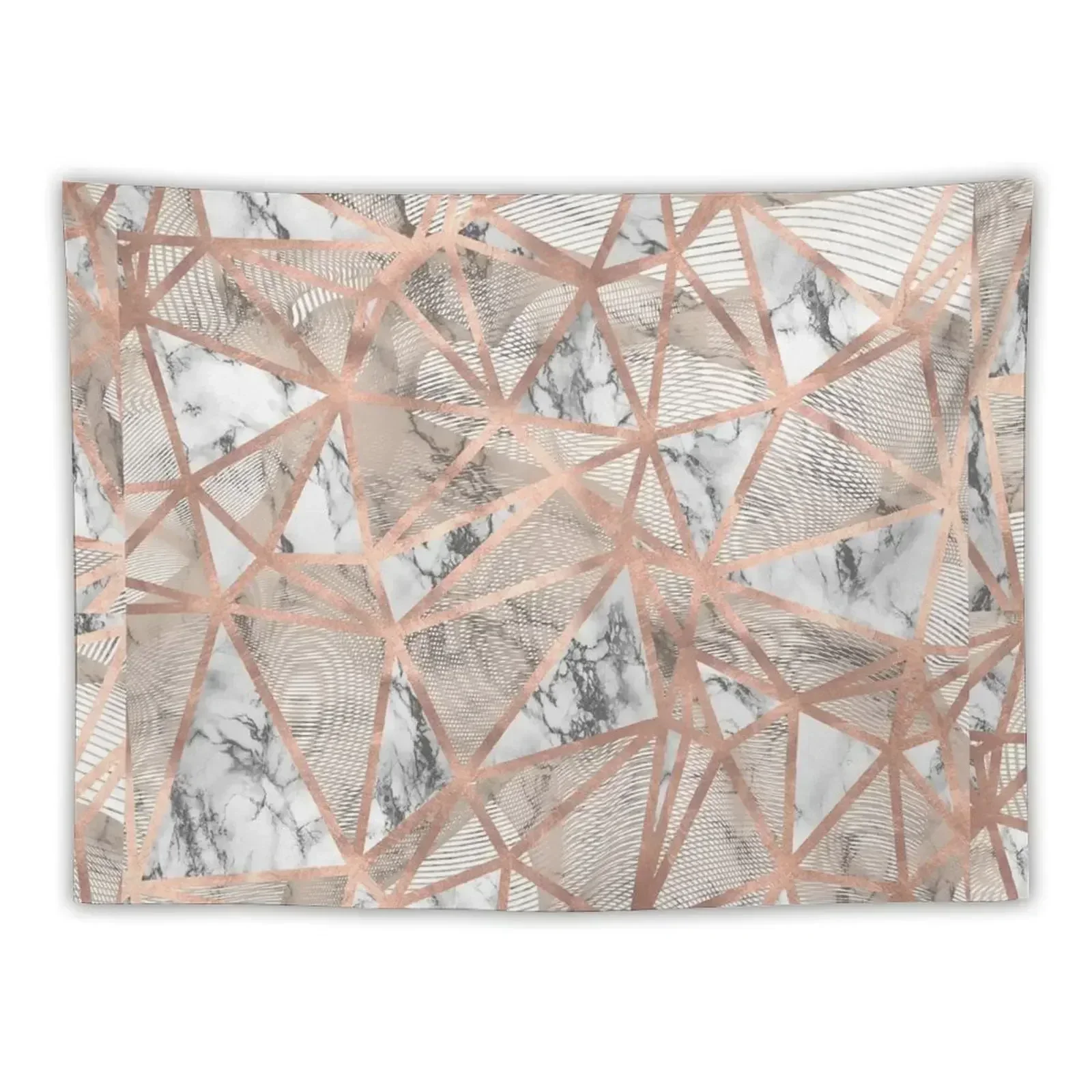 Fractured Marble Pieces Geometric Rose Gold Design Tapestry Bedroom Decor Aesthetic Wall Hanging Outdoor Decor Tapestry